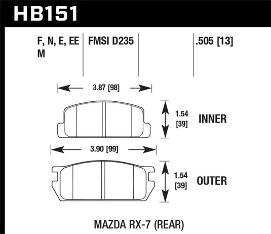 Hawk Performance HB151E.505 HAWK Blue 9012 Brake Pad Sets