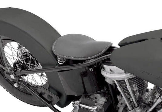 Drag Specialties 0806-0074 Small Spring Solo Seat with Perimeter Stitch - Black Vinyl with White Stitching