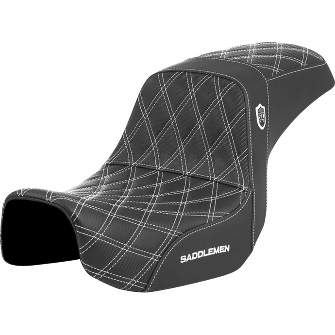 Saddlemen SC80604WHI Pro Series SDC Performance Gripper Seat without Drivers Backrest - White Stitching