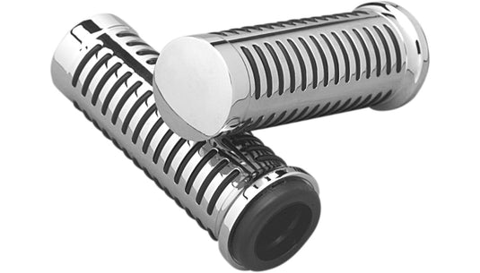 Parts Unlimited DS-243184 Chrome Grips with O-Ring Design - 7/8in.