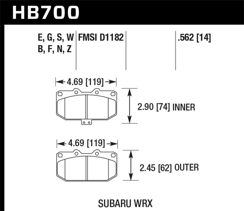 Load image into Gallery viewer, Hawk Performance HB700B.562 HAWK HPS 5.0 Brake Pad Sets
