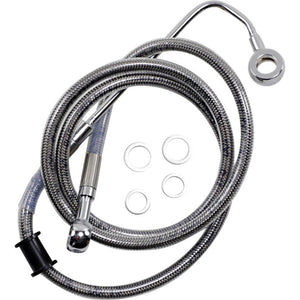 Drag Specialties 1741-5802 Extended Stainless Steel Front Brake Line Kit - Clear Coated - 25 1/2in.
