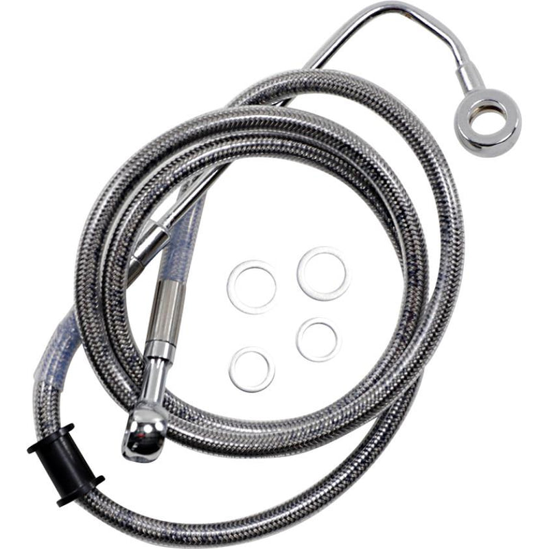 Drag Specialties 1741-5802 Extended Stainless Steel Front Brake Line Kit - Clear Coated - 25 1/2in.