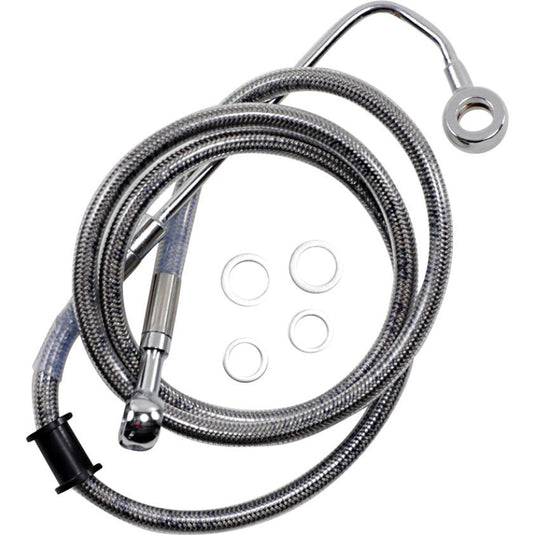 Drag Specialties 1741-5766 Extended Stainless Steel Front Brake Line Kit - Clear Coated - 38in.