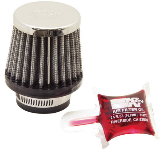 K&N Engineering RC-0790 Universal Round Tapered Air Filter - Chrome End Cap