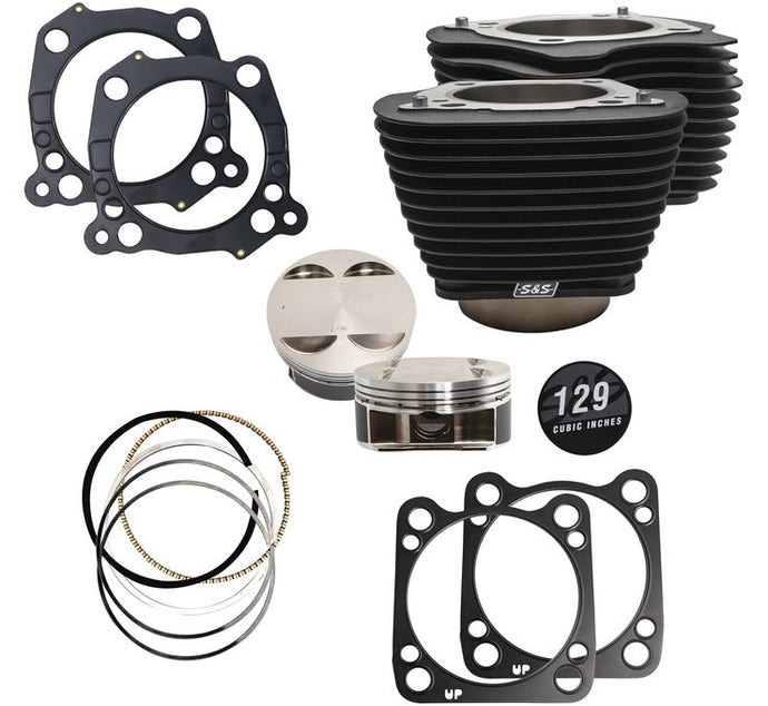 S&S Cycle 910-0844 129in. Big Bore Kit - Wrinkle Black without Highlighted Fin