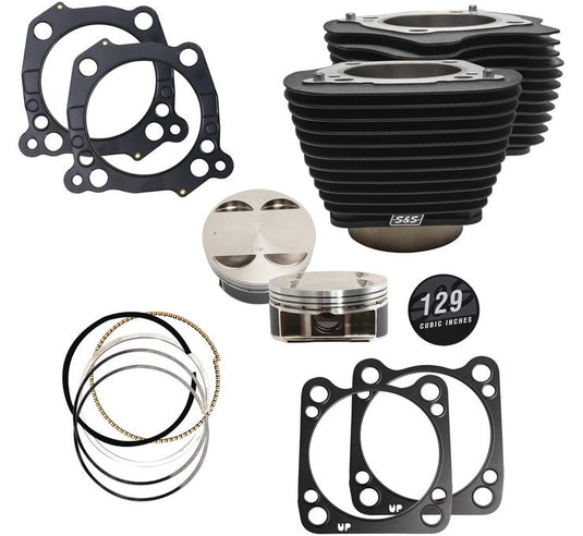 S&S Cycle 910-0844 129in. Big Bore Kit - Wrinkle Black without Highlighted Fin