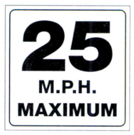 Voss 490-MPH 12x12in. Reflective Trail Sign - 25 MPH Maximum (White/Black)