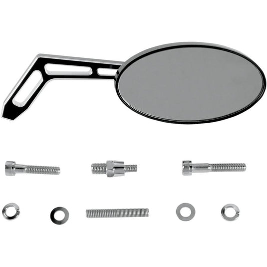 Pro-One Performance 102320B Oval Smooth Head Mirror with Weekend Warrior Cutout Stem - Right - Black