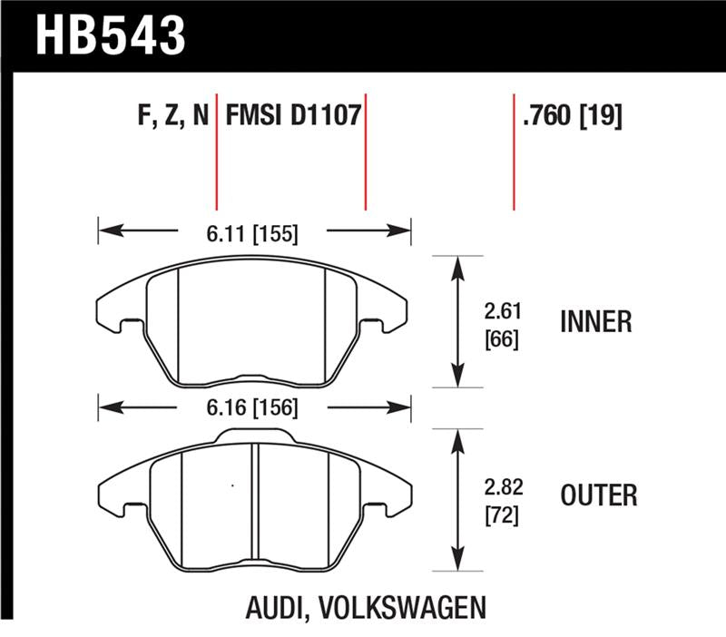 Load image into Gallery viewer, Hawk Performance HB543G.760 HAWK DTC-60 Brake Pad Sets

