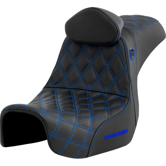 Saddlemen SC80604BLURT Pro Series SDC Performance Gripper Seat with Drivers Backrest - Blue Stitching