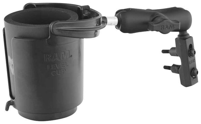 Ram Mounts RAM-B-132-309 RAM Level Cup Drink Holder With Standard Double Socket Arm and Brake/Clutch Reservoir Base