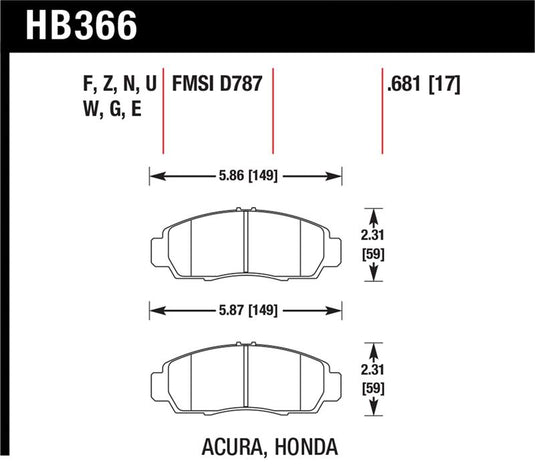 Hawk Performance HB366B.681 HAWK HPS 5.0 Brake Pad Sets