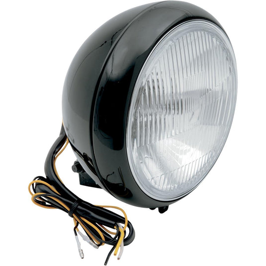 Drag Specialties 2001-0556 7in. Headlight Assembly - Smooth - Gloss Black