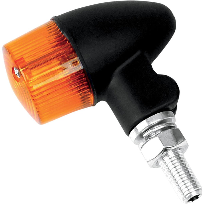 K&S Technologies 25-8330BK Black Satin Aluminum Marker Lights - Round #2 with Amber Lens - Single Filament