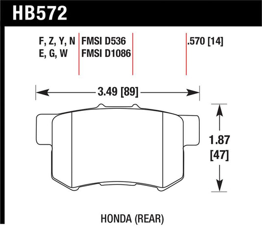Hawk Performance HB572B.570 HAWK HPS 5.0 Brake Pad Sets