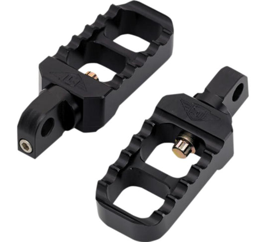 Joker Machine 08-642-1B Adjustable Serrated Stubby Footpegs - 3in. Long x 1-1/2in. Wide x 13/16in. Thick - Black Anodized