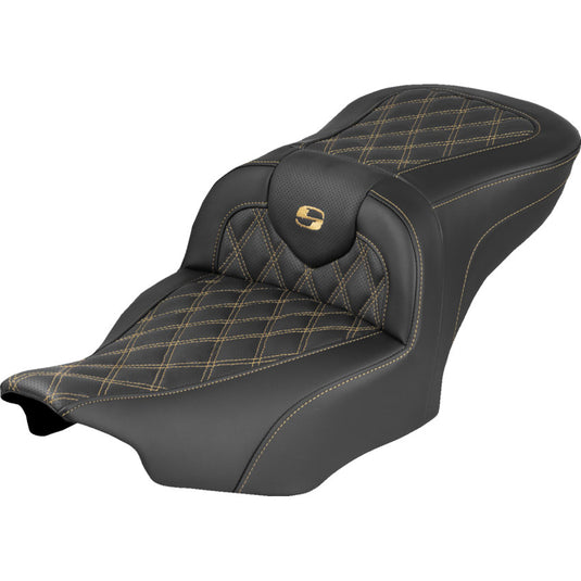 Saddlemen 823-07-18407 Extended Reach RoadSofa LS Seat without Drivers Backrest - Gold Stitching