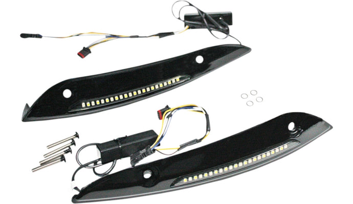 Custom Dynamics 2040-2816 Windshield Trim with LED Turn Signals - Gloss Black - Standard Turn Signal
