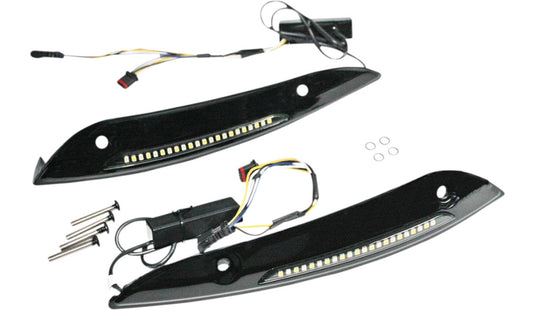 Custom Dynamics 2040-2816 Windshield Trim with LED Turn Signals - Gloss Black - Standard Turn Signal