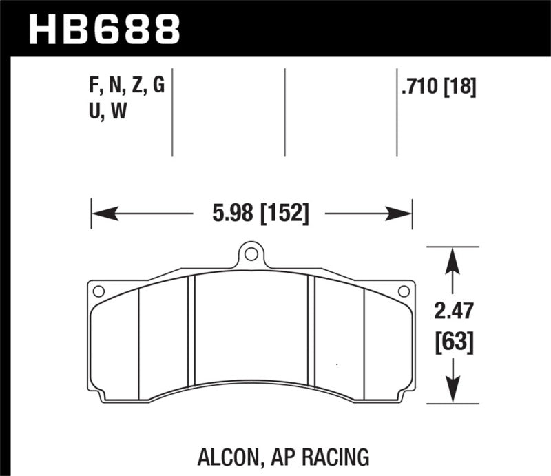Load image into Gallery viewer, Hawk Performance HB688G.710 HAWK DTC-60 Brake Pad Sets
