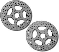 Harddrive 144605 Drilled Vented Rear Brake Rotor - 5 point S/S Pol.
