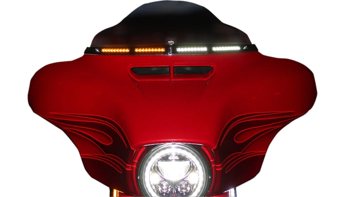 Custom Dynamics 2040-2828 Windshield Trim with LED Turn Signals - Gloss Black - Standard Turn Signal