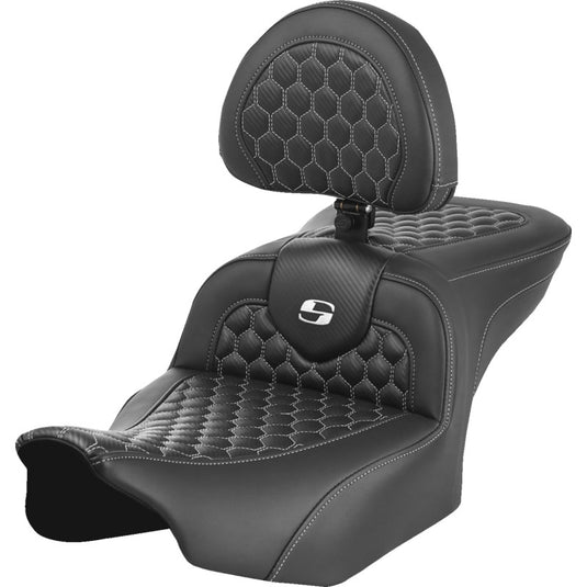 Saddlemen 823-07-189B6 Roadsofa HC Seat with Drivers Backrest - White Stitching