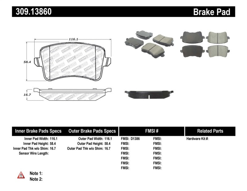 Load image into Gallery viewer, Stoptech 309.13860 ST Sport Brake Pads
