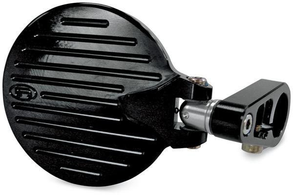 Joker Machine 09-303B Folding Bar End Mirror - 3 1/4in. Round - Black Anodized