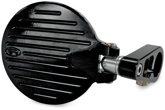 Joker Machine 09-303B Folding Bar End Mirror - 3 1/4in. Round - Black Anodized