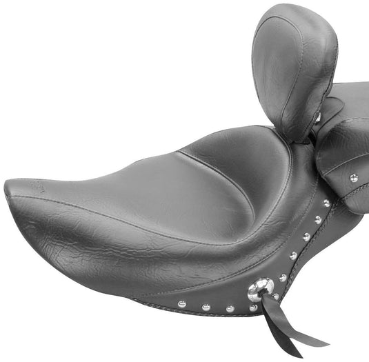 Mustang 79439 Wide Touring Studded Solo Seat with Driver Backrest