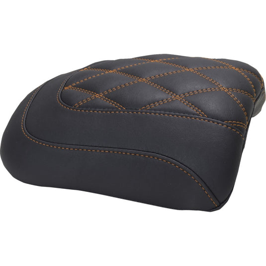 Mustang 88611MO Double Diamond Padded Passenger Seat Cowl - Black/Orange Stitching