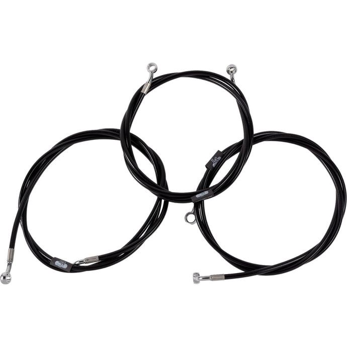 La Choppers LA-8059B19B Black Vinyl-Coated Stainless Steel Brake Line Kit - 18-20in. Ape Hangers