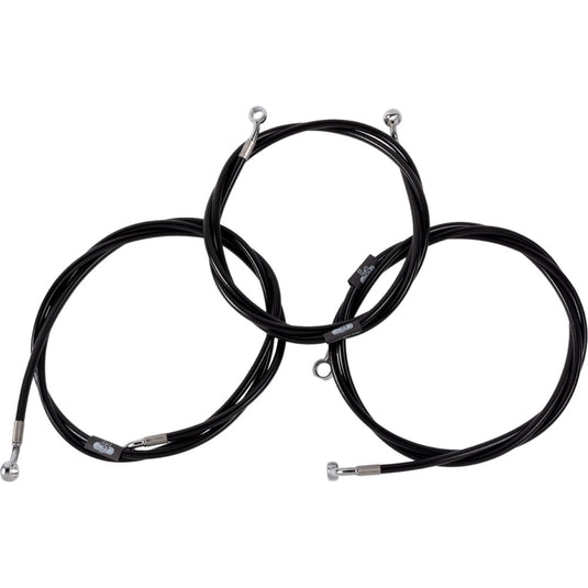La Choppers LA-8059B19B Black Vinyl-Coated Stainless Steel Brake Line Kit - 18-20in. Ape Hangers