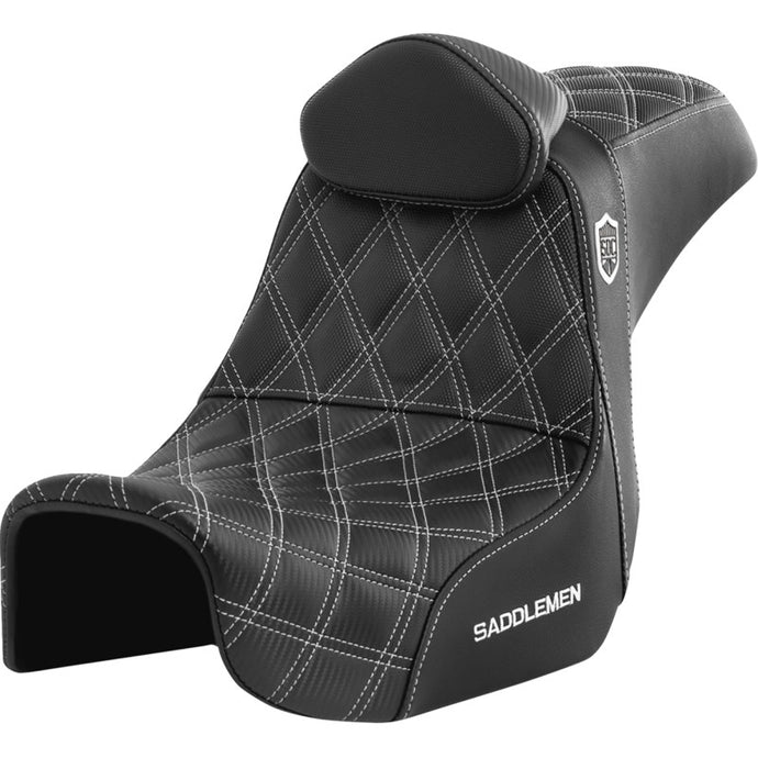 Saddlemen SC80604WHIRT Pro Series SDC Performance Gripper Seat with Drivers Backrest - White Stitching