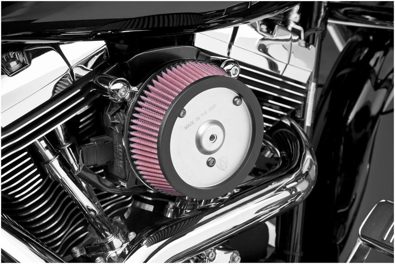 Arlen Ness 18-441 Big Sucker Stage I Air Filter Kit for OEM Cover - Chrome Backing Plate - Red Filter