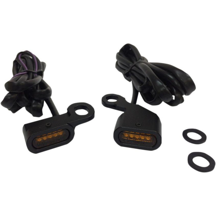 Drag Specialties 2040-2134 LED Handlebar Marker Lights - Black/Amber Lens