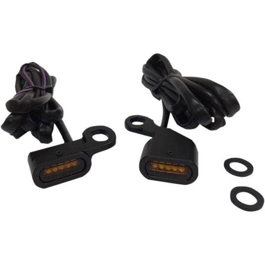 Drag Specialties 2040-2134 LED Handlebar Marker Lights - Black/Amber Lens