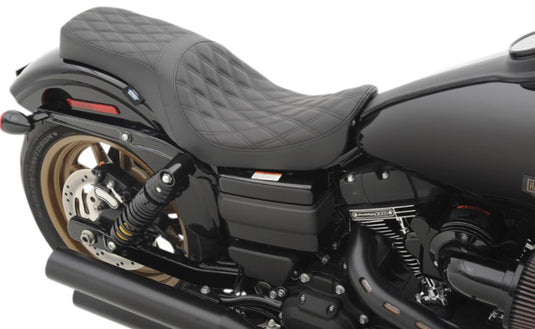 Drag Specialties 0803-0541 Predator 2-Up Double Diamond Stitched Seat - Black