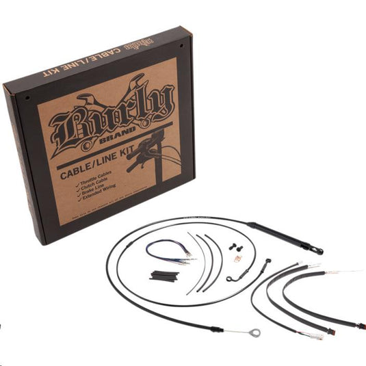Burly Brand B30-1264 Black Vinyl Handlebar Cable & Brake Line Kit for Jail Bars - 12in.