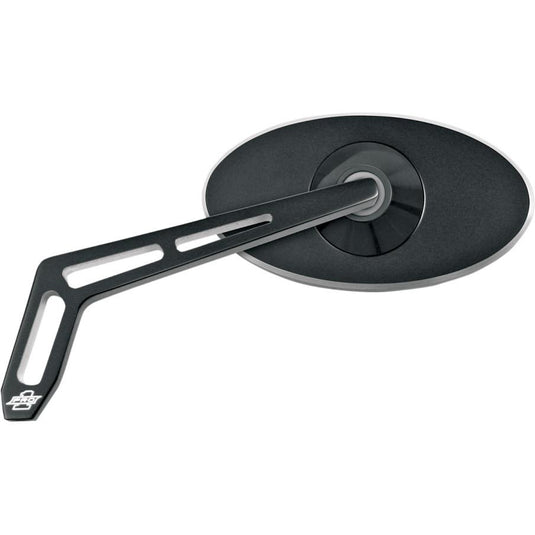 Pro-One Performance 102310B Oval Smooth Head Mirror with Weekend Warrior Cutout Stem - Left - Black