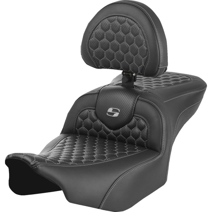 Saddlemen 823-07-189B2 Roadsofa HC Seat with Drivers Backrest - Gray Stitching