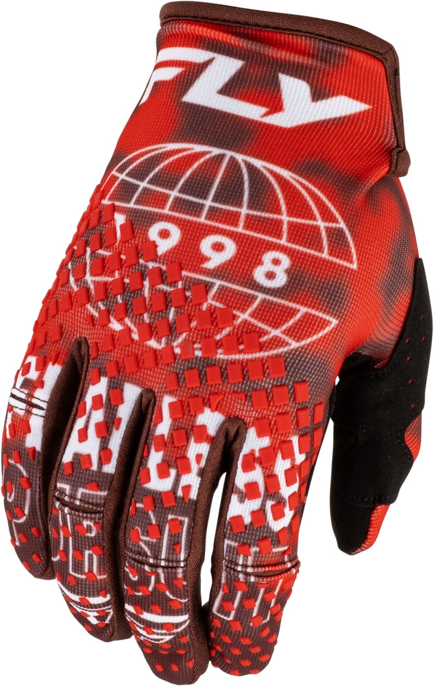 Load image into Gallery viewer, Fly Racing Kinetic Blur Youth Gloves (Medium, Red/Maroon)
