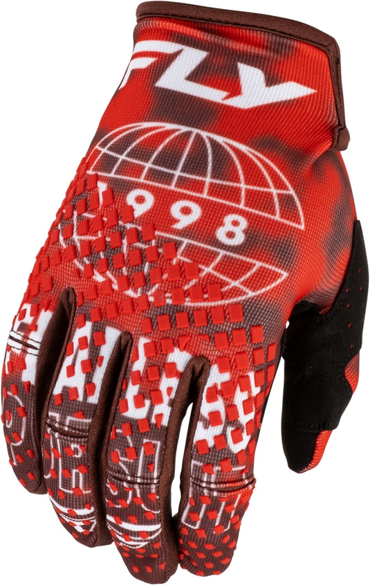 Fly Racing Kinetic Blur Youth Gloves (Medium, Red/Maroon)