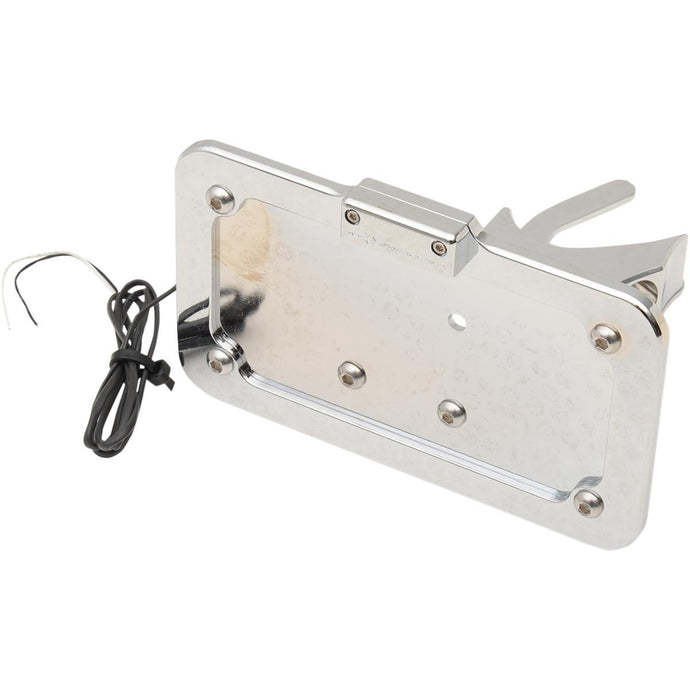 Accutronix LPF121HV-C Universal Side-Mount License Plate - Chrome with White Plate Light