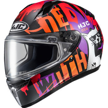 Hjc C10 Snow FOP Youth Helmet with Dual-Lens Shield (XX-Small, Semi-Flat Dull Orange (MC-7SF))