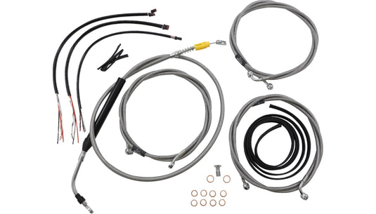La Choppers LA-8058KT2-16 Complete Handlebar Cable and Brake Line Kit - 15in.-17in. - Stainless