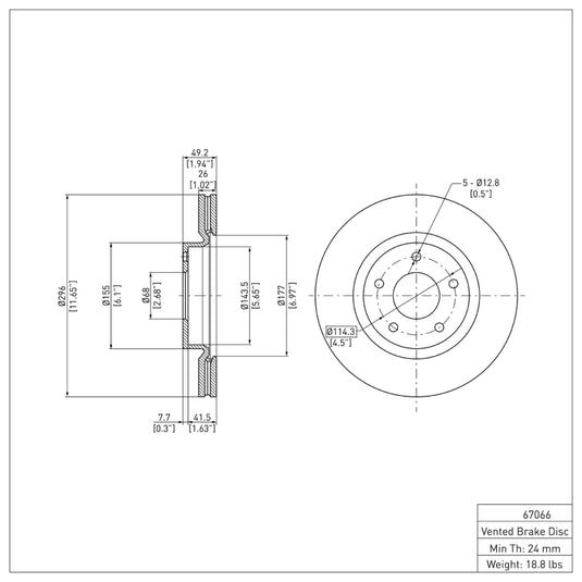 R1 Concepts ERE-67066 RNC Brake Rotor - Plain