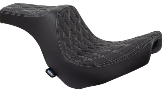 Drag Specialties 0802-1493 Predator III Seat - Double Diamond - Black with Silver Stitching